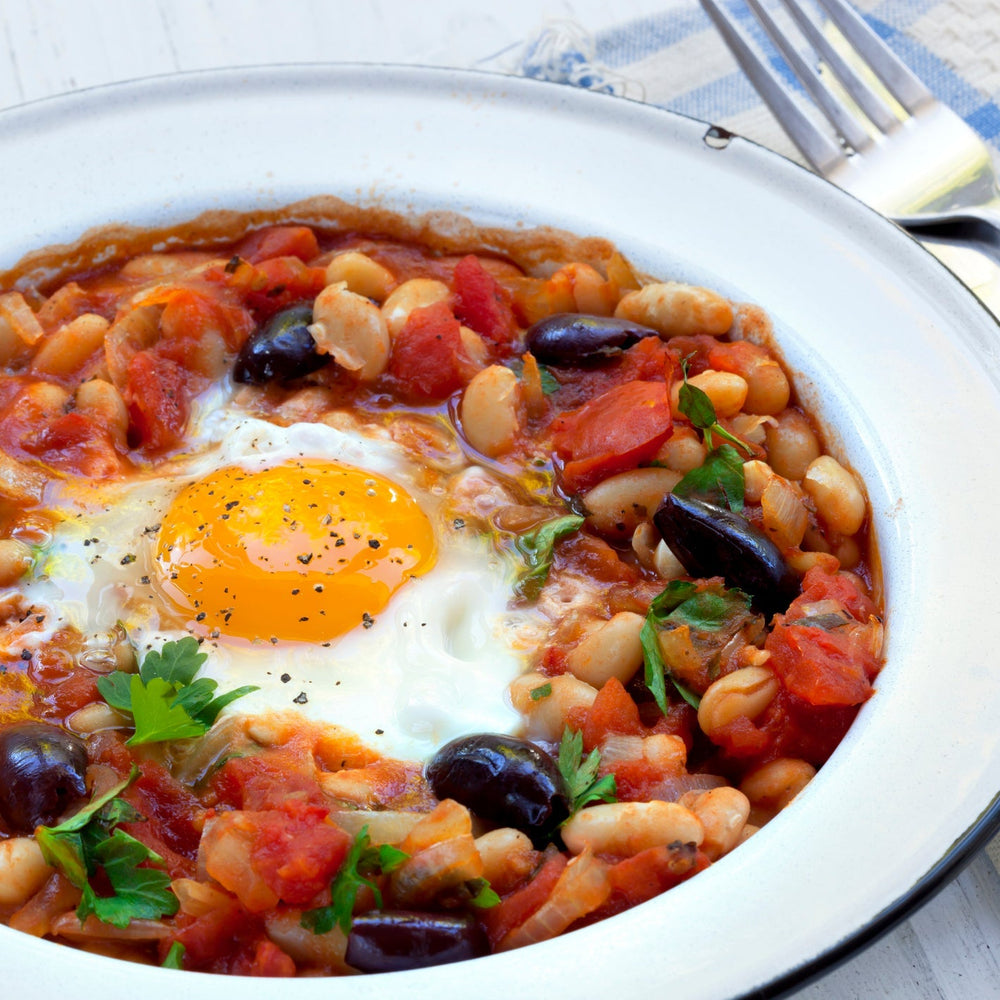 Huevos horneados con frijoles